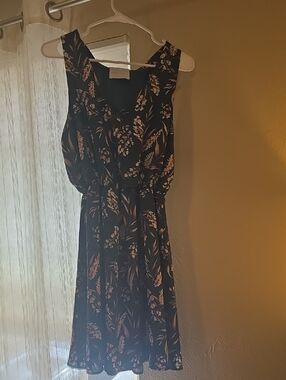 French Grey Black Floral Midi Dress